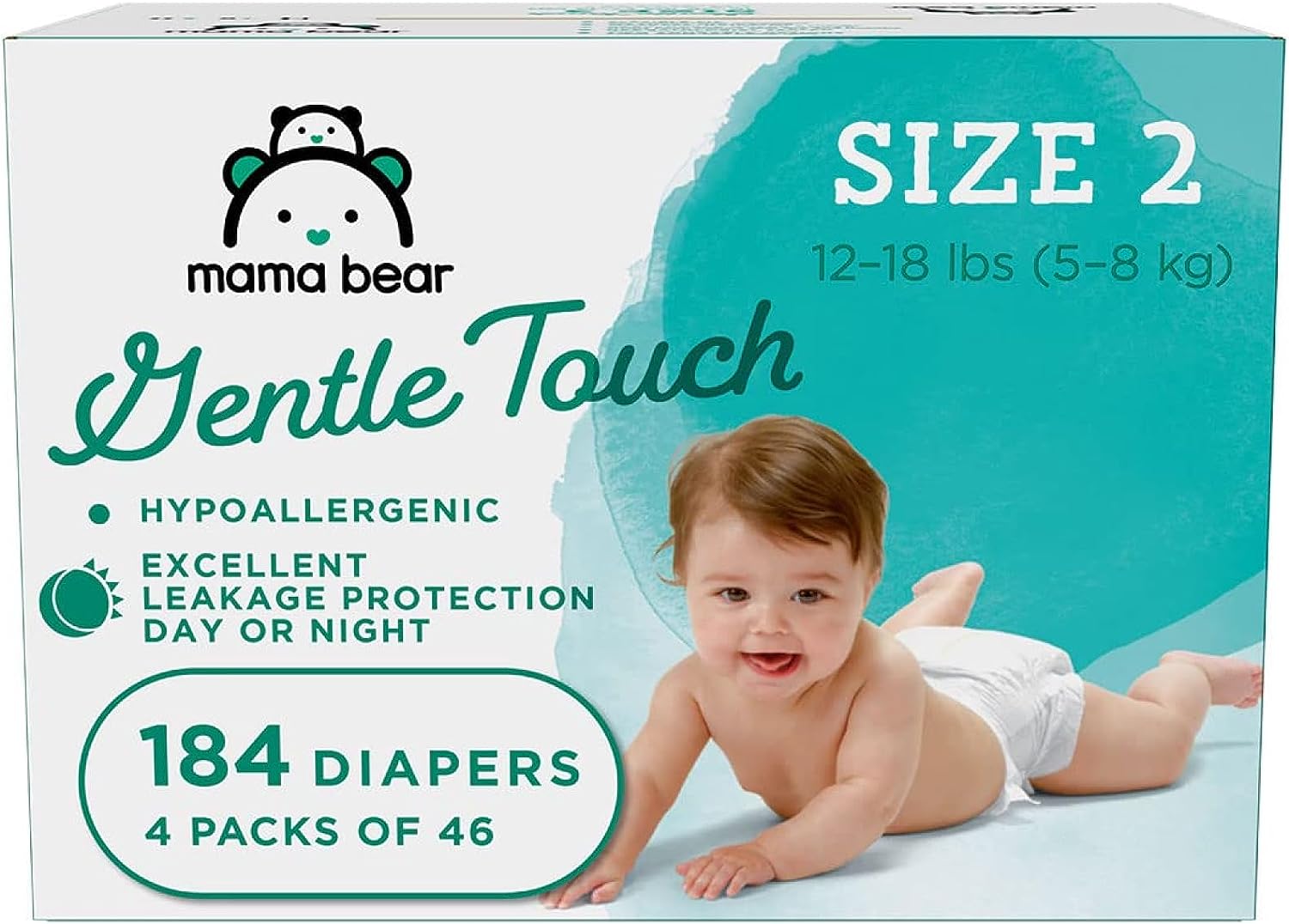 251103210352968_1 Amazon Brand - Mama Bear Gentle Touch Diapers, Hypoallergenic, Newborn, White, 120 Count (4 Pack of 30 ) - Image 1